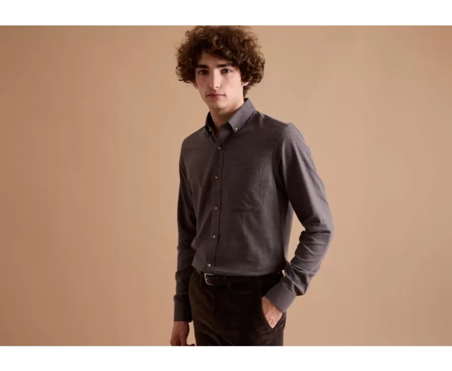 Discount Camisa de franela Chocolate moteado - Bolsillo en el pecho Alexander Camisas De Franela & Terciopelo | Corte Ajustado Recortado