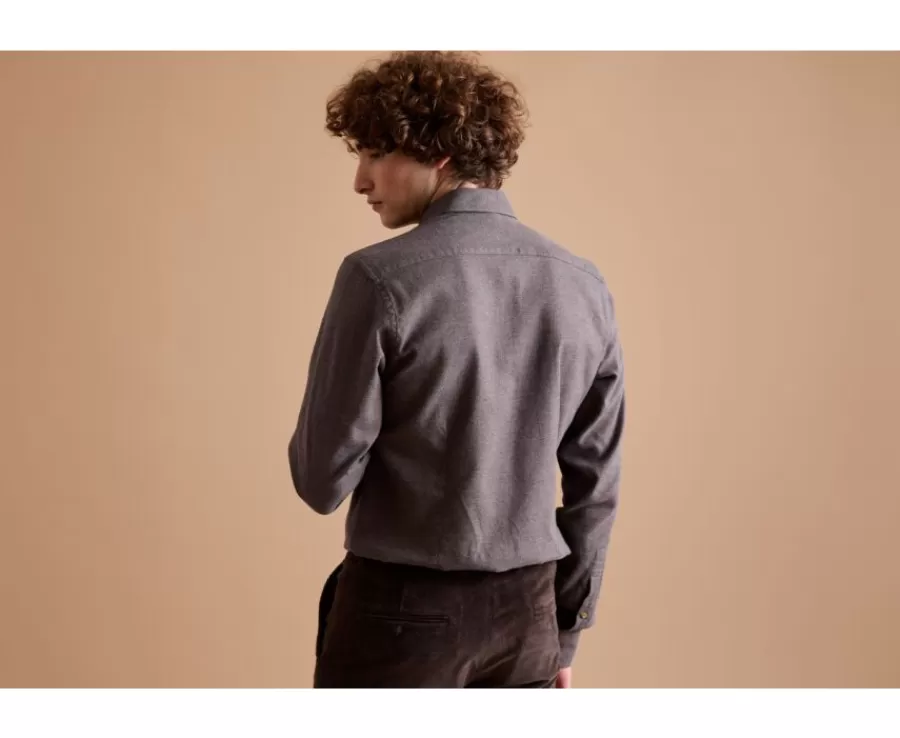 Discount Camisa de franela Chocolate moteado - Bolsillo en el pecho Alexander Camisas De Franela & Terciopelo | Corte Ajustado Recortado