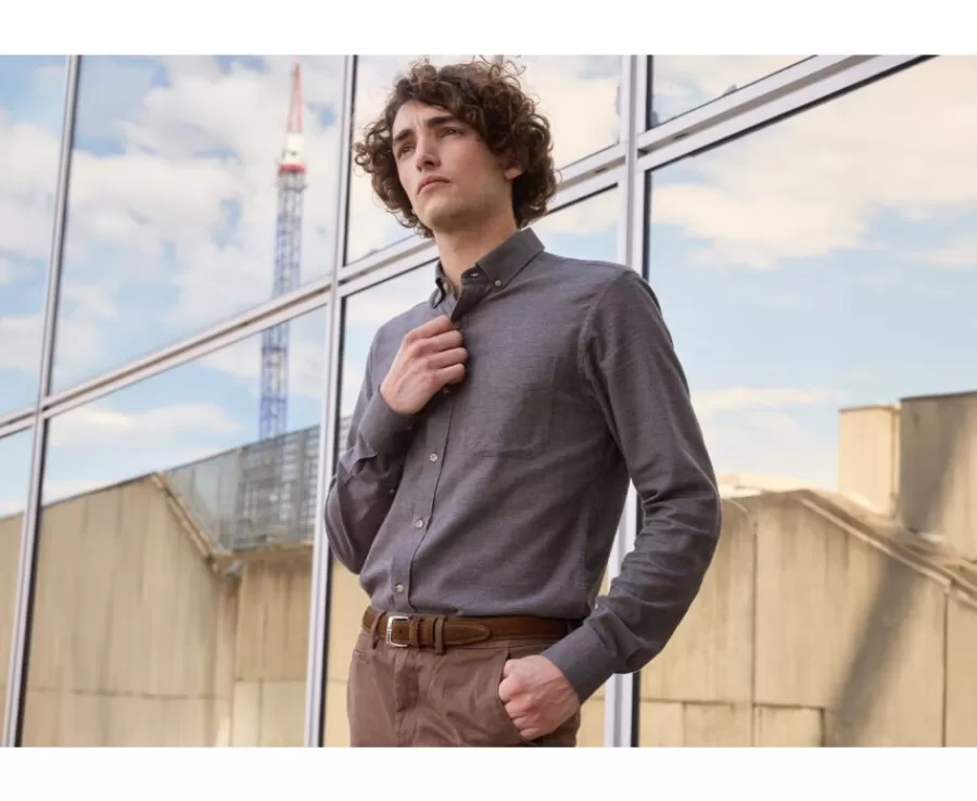 Discount Camisa de franela Chocolate moteado - Bolsillo en el pecho Alexander Camisas De Franela & Terciopelo | Corte Ajustado Recortado