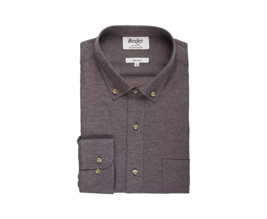 Discount Camisa de franela Chocolate moteado - Bolsillo en el pecho Alexander Camisas De Franela & Terciopelo | Corte Ajustado Recortado