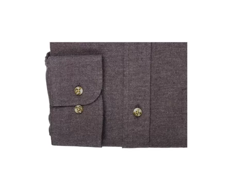 Discount Camisa de franela Chocolate moteado - Bolsillo en el pecho Alexander Camisas De Franela & Terciopelo | Corte Ajustado Recortado