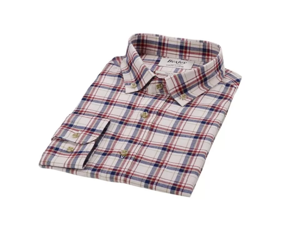Cheap Camisa de franela Rojo y Crudo - Bolsillo en el pecho Alderick Corte Ajustado | Camisas De Cuadros