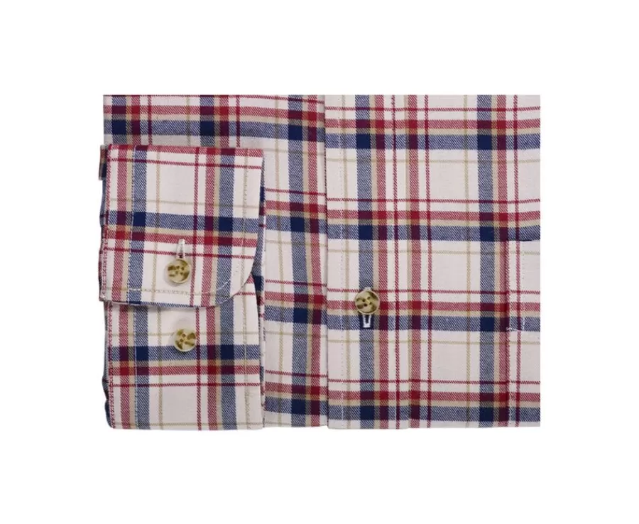 Cheap Camisa de franela Rojo y Crudo - Bolsillo en el pecho Alderick Corte Ajustado | Camisas De Cuadros
