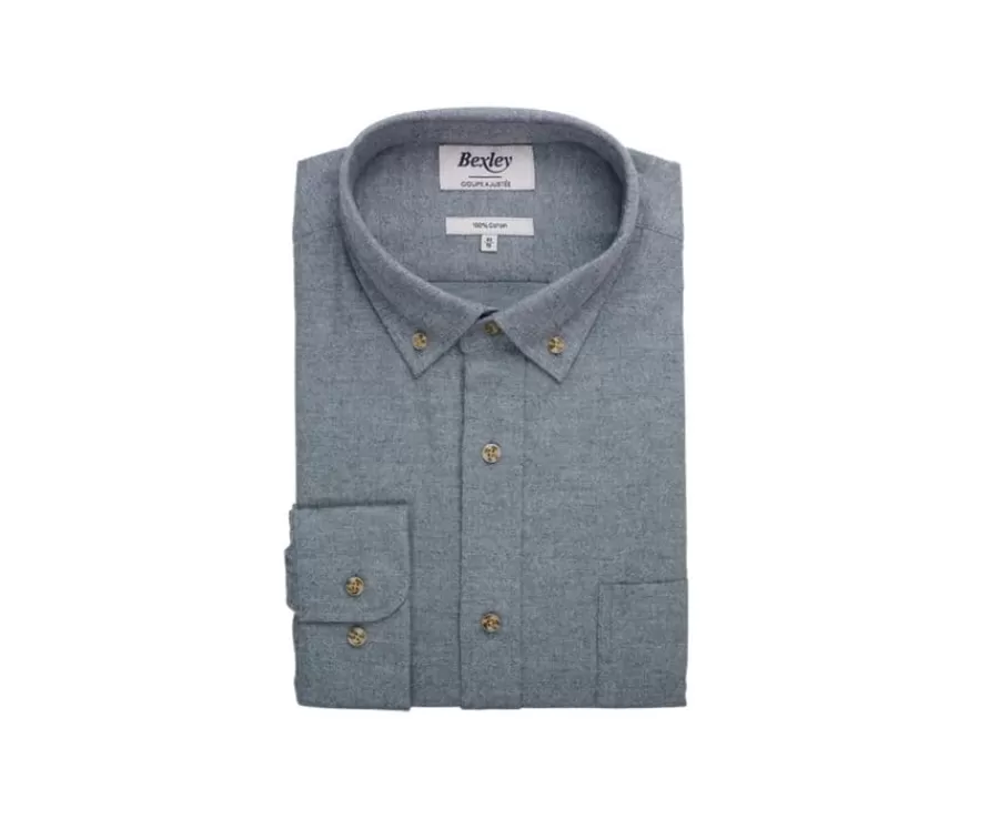 Fashion Camisa de franela Verde Tila - Bolsillo en el pecho Alexander Camisas De Franela & Terciopelo | Corte Ajustado Recortado