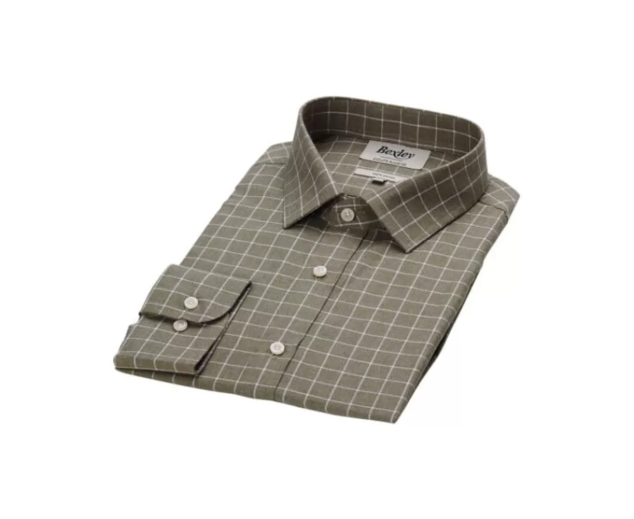 Shop Camisa de gasa de algodón Verde militar y blanco  Ansilien Camisas De Cuadros | Camisas De Franela & Terciopelo