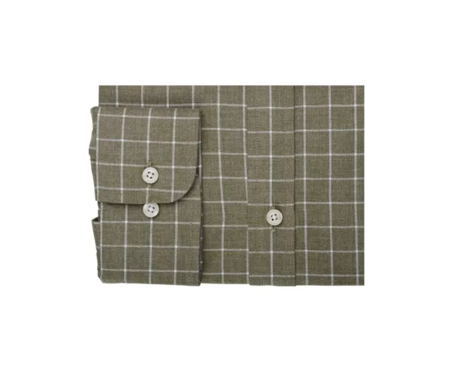Shop Camisa de gasa de algodón Verde militar y blanco  Ansilien Camisas De Cuadros | Camisas De Franela & Terciopelo