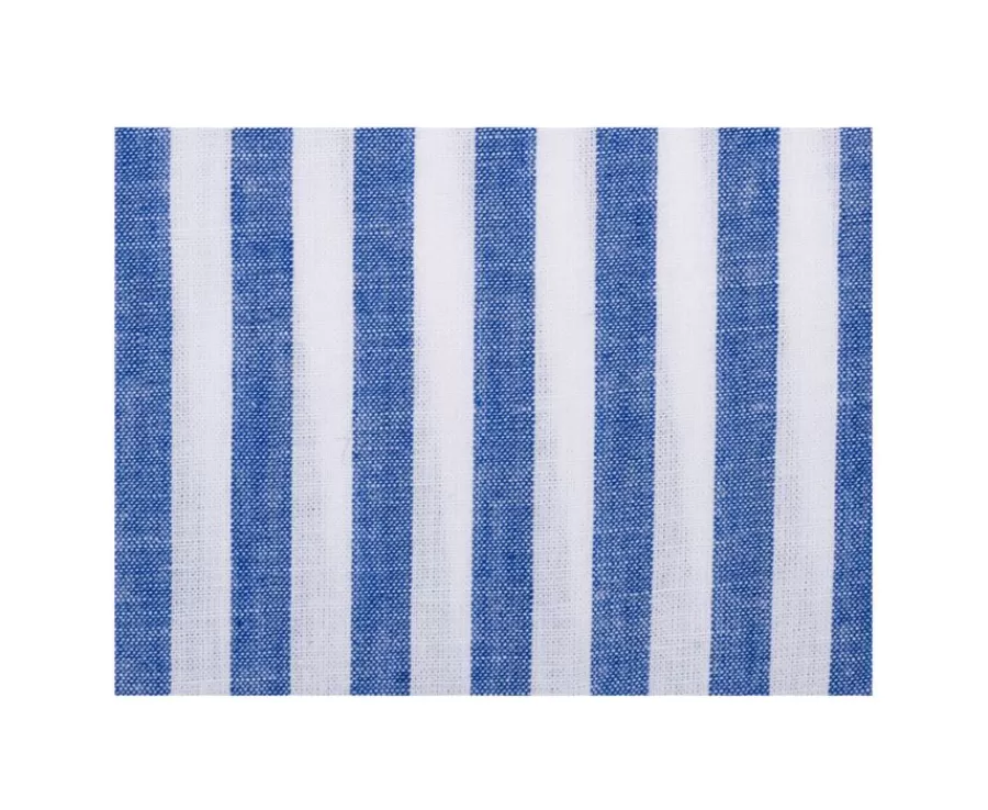 Cheap Camisa de lino y algodón Azul océano y Blanco Colten Camisas De Rayas | Corte Estándar