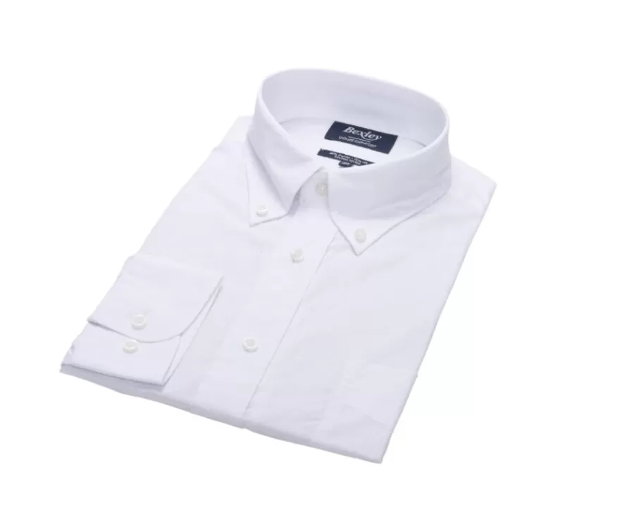 New Camisa de lino y algodón blanca - Bolsillo en el pecho Colten Camisas Blancas | Corte Estándar