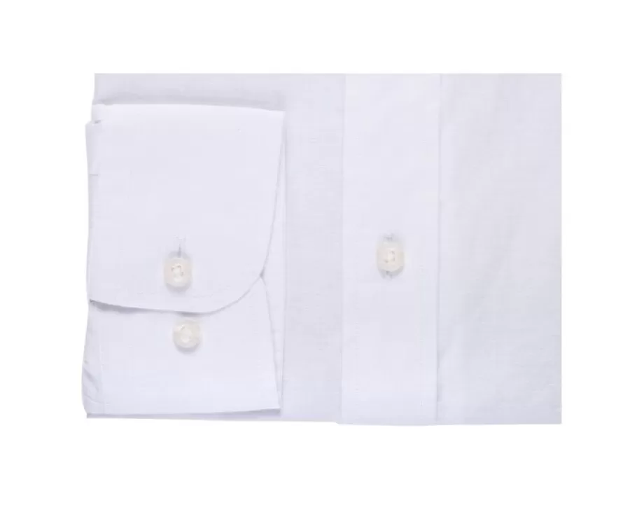 New Camisa de lino y algodón blanca - Bolsillo en el pecho Colten Camisas Blancas | Corte Estándar