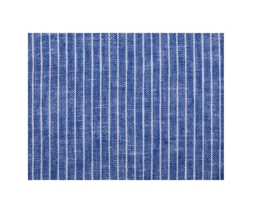 Flash Sale Camisa de lino y algodón Chambray Azul y borde Blanco Colten Camisas De Rayas | Corte Estándar