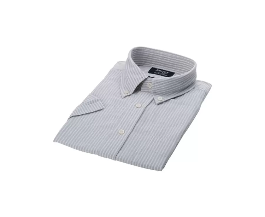 Store Camisa de lino y algodón Chambray Verde tila y Blanco - Bolsillo en el pecho Colten Mc Camisas De Rayas | Corte Estándar