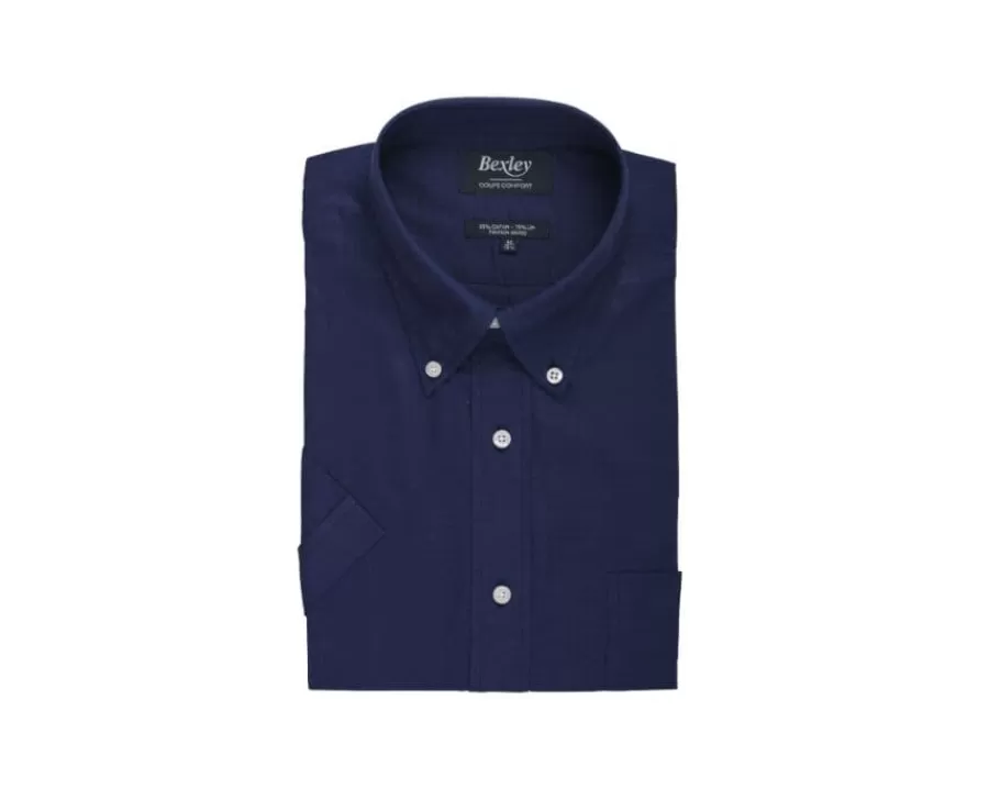 Store Camisa de lino y algodón Marino - Bolsillo en el pecho Colten Mc Camisas De Boda | Corte Estándar