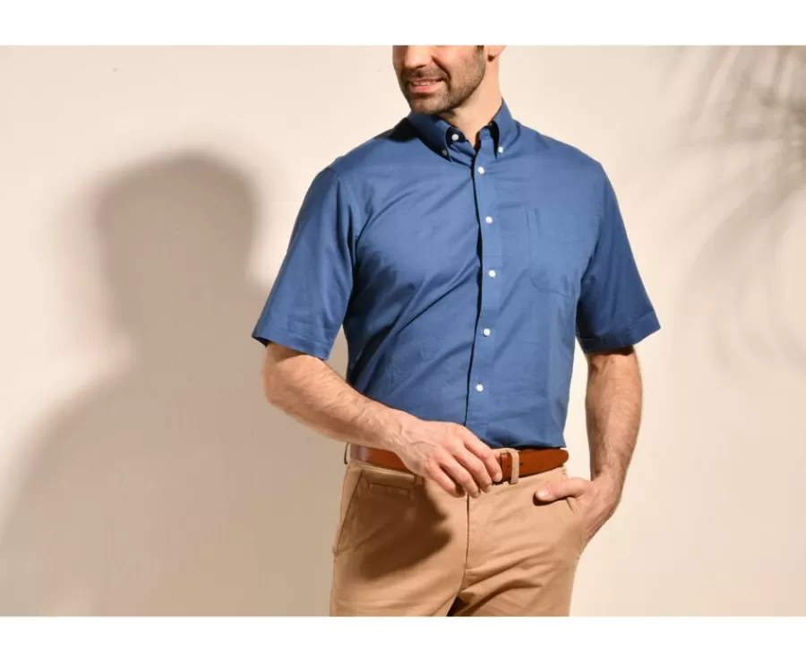 Best Camisa de lino y algodón índigo - Bolsillo en el pecho Colten Mc Corte Estándar | Camisas Blancas