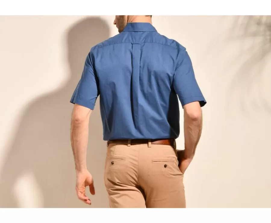 Best Camisa de lino y algodón índigo - Bolsillo en el pecho Colten Mc Corte Estándar | Camisas Blancas