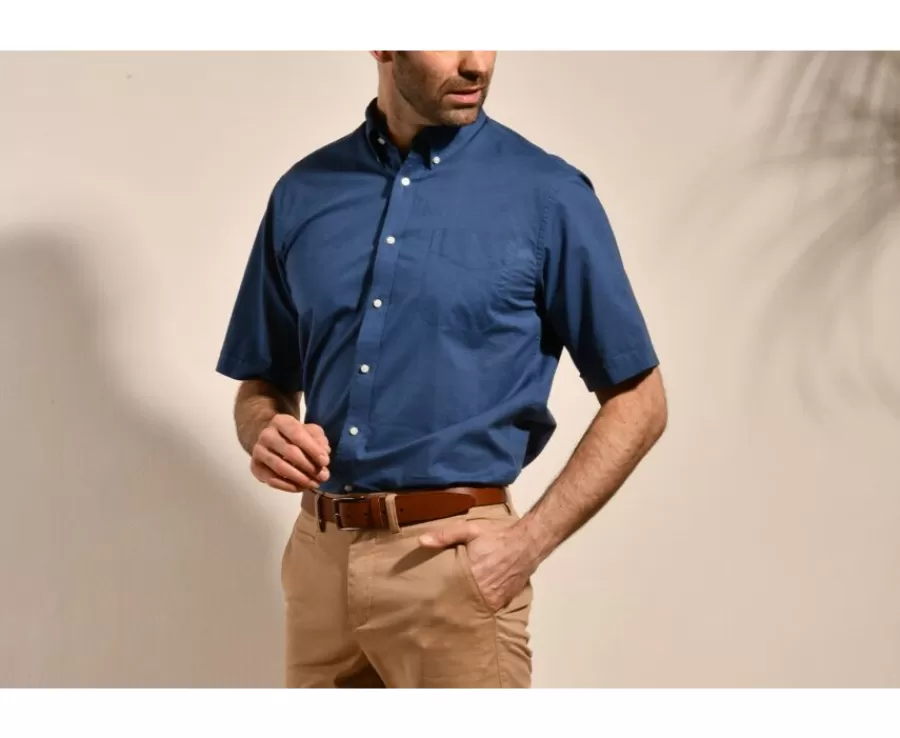 Best Camisa de lino y algodón índigo - Bolsillo en el pecho Colten Mc Corte Estándar | Camisas Blancas