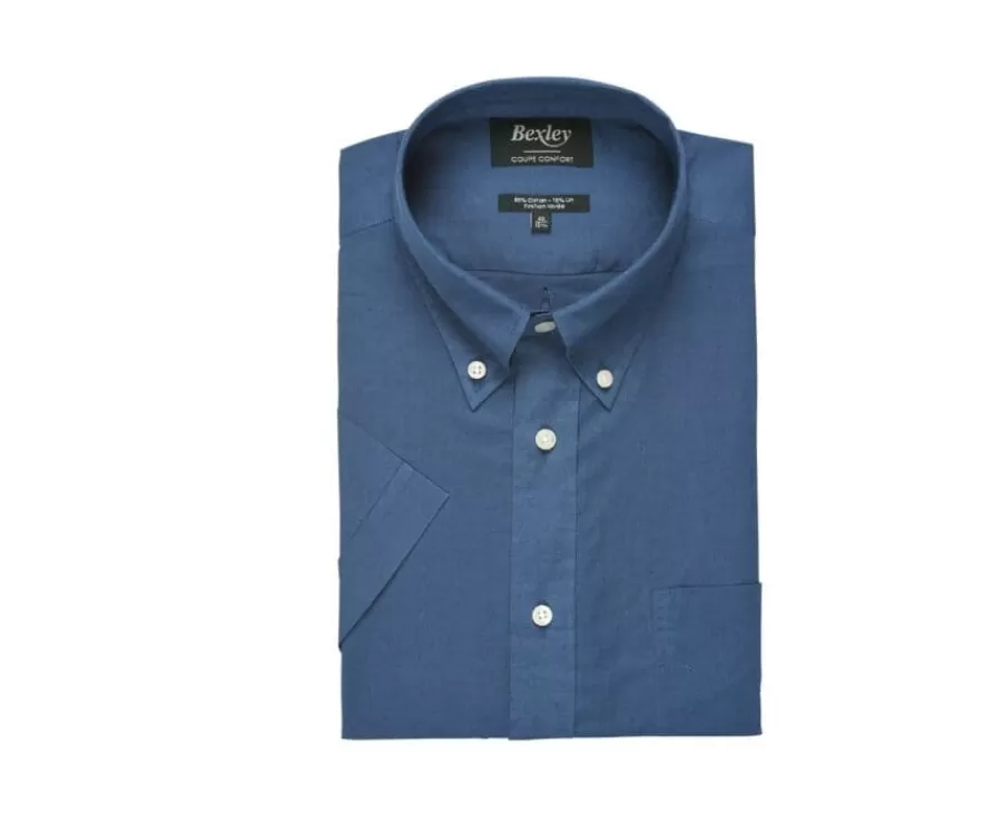Best Camisa de lino y algodón índigo - Bolsillo en el pecho Colten Mc Corte Estándar | Camisas Blancas