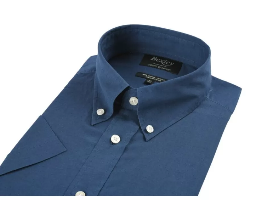 Best Camisa de lino y algodón índigo - Bolsillo en el pecho Colten Mc Corte Estándar | Camisas Blancas