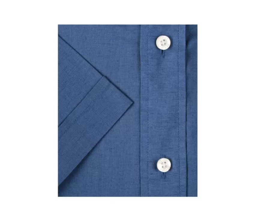 Best Camisa de lino y algodón índigo - Bolsillo en el pecho Colten Mc Corte Estándar | Camisas Blancas