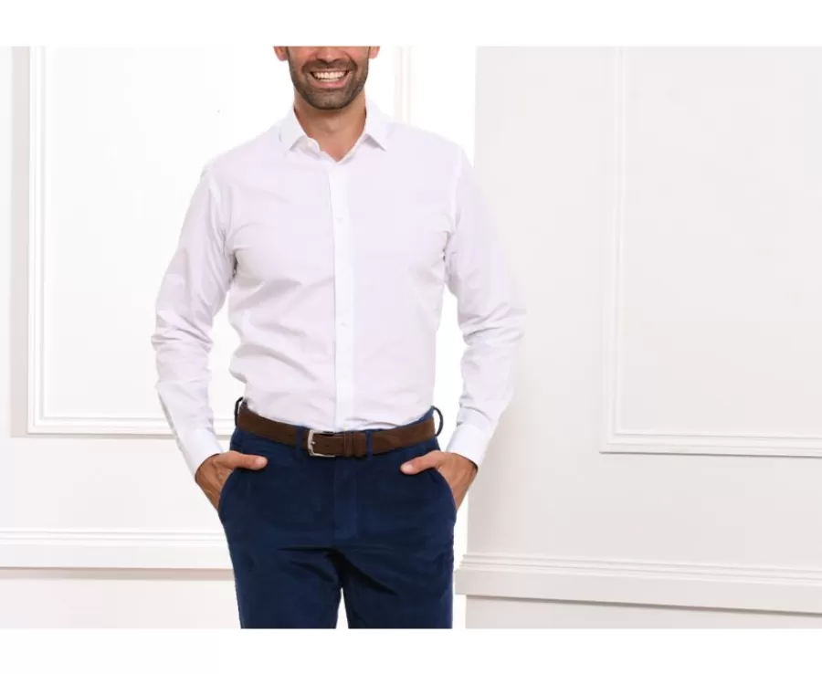 Flash Sale Camisa de popelina de algodón blanca - Cuello francés Louis Camisas De Boda | Camisas De Vestir