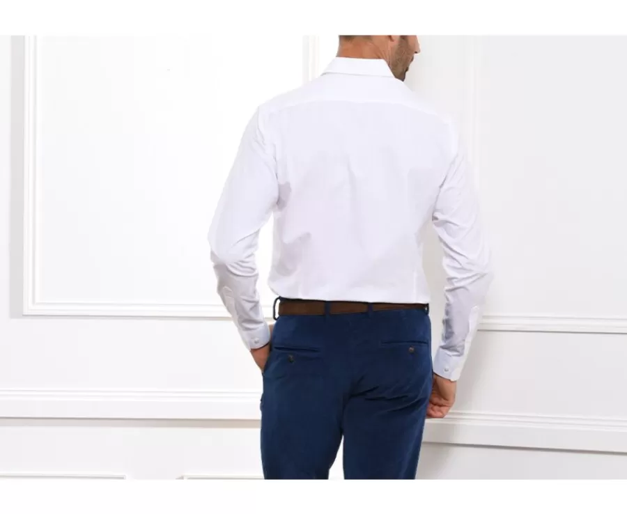 Flash Sale Camisa de popelina de algodón blanca - Cuello francés Louis Camisas De Boda | Camisas De Vestir