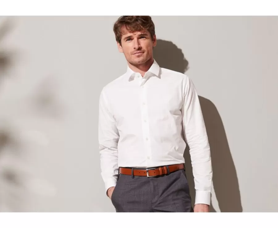 Cheap Camisa de popelina de algodón blanca - Cuello francés Louis Classic Camisas De Boda | Camisas De Vestir