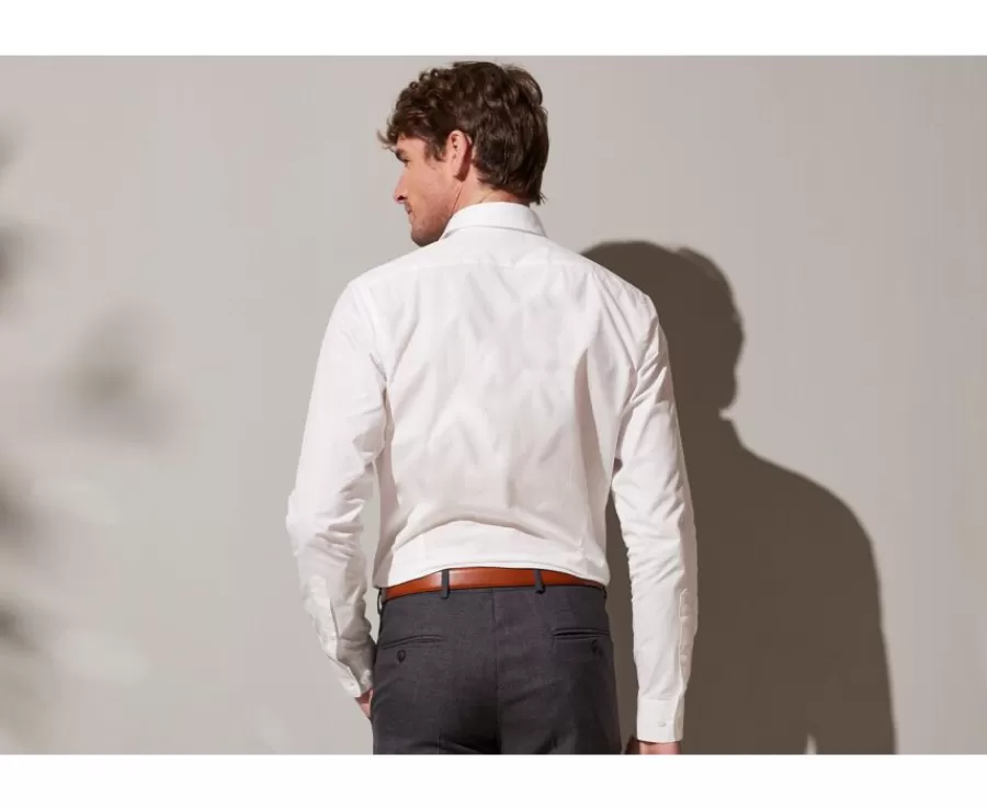 Cheap Camisa de popelina de algodón blanca - Cuello francés Louis Classic Camisas De Boda | Camisas De Vestir