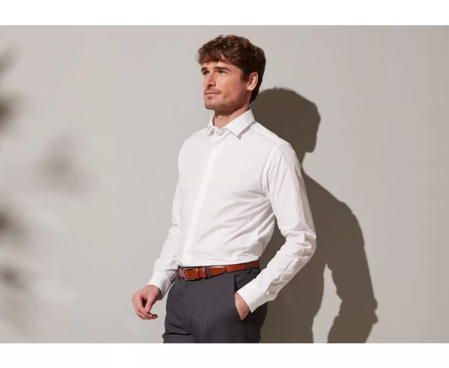 Cheap Camisa de popelina de algodón blanca - Cuello francés Louis Classic Camisas De Boda | Camisas De Vestir