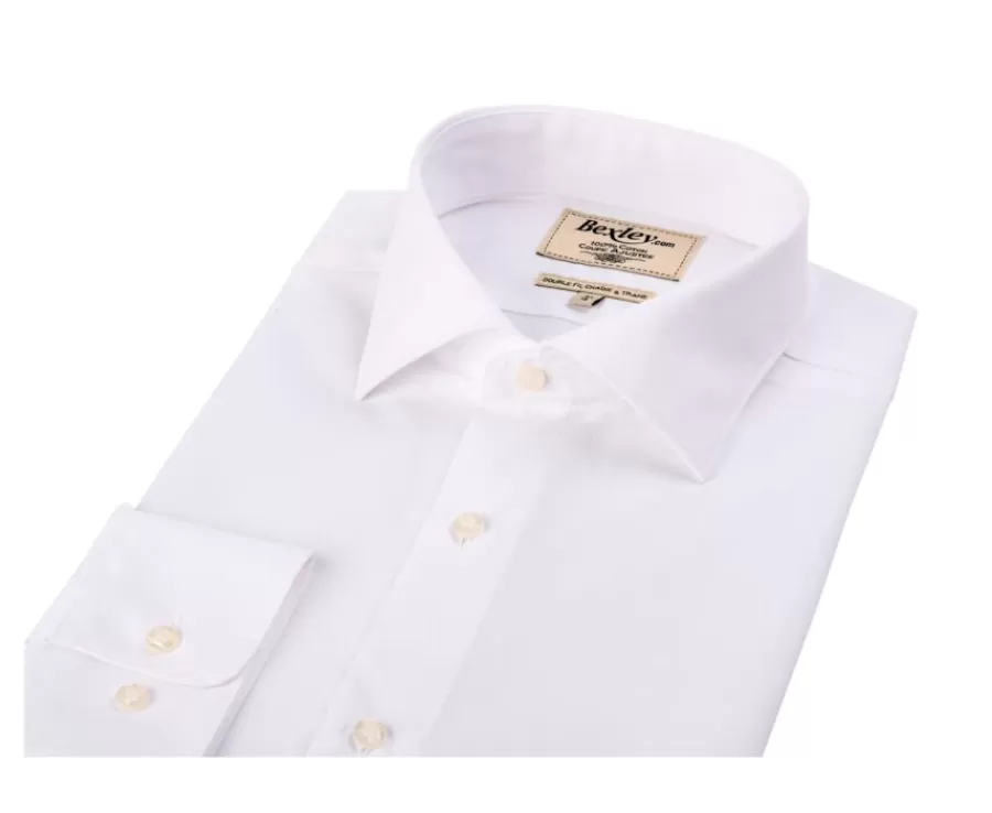 Hot Camisa de popelina de algodón blanca - Cuello italiano Ludovico Classic Camisas De Boda | Camisas De Vestir