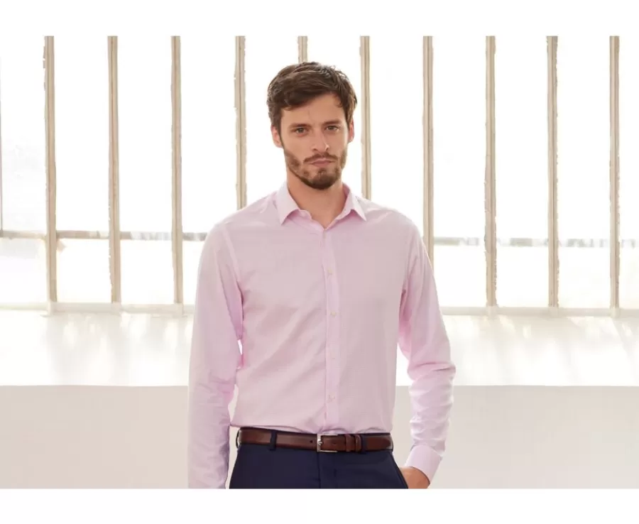 Shop Camisa de sarga blanca con cuadro Rosa Claro Martinien Camisas De Vestir | Camisas De Cuadros