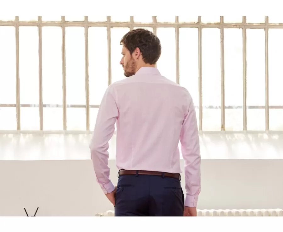 Shop Camisa de sarga blanca con cuadro Rosa Claro Martinien Camisas De Vestir | Camisas De Cuadros