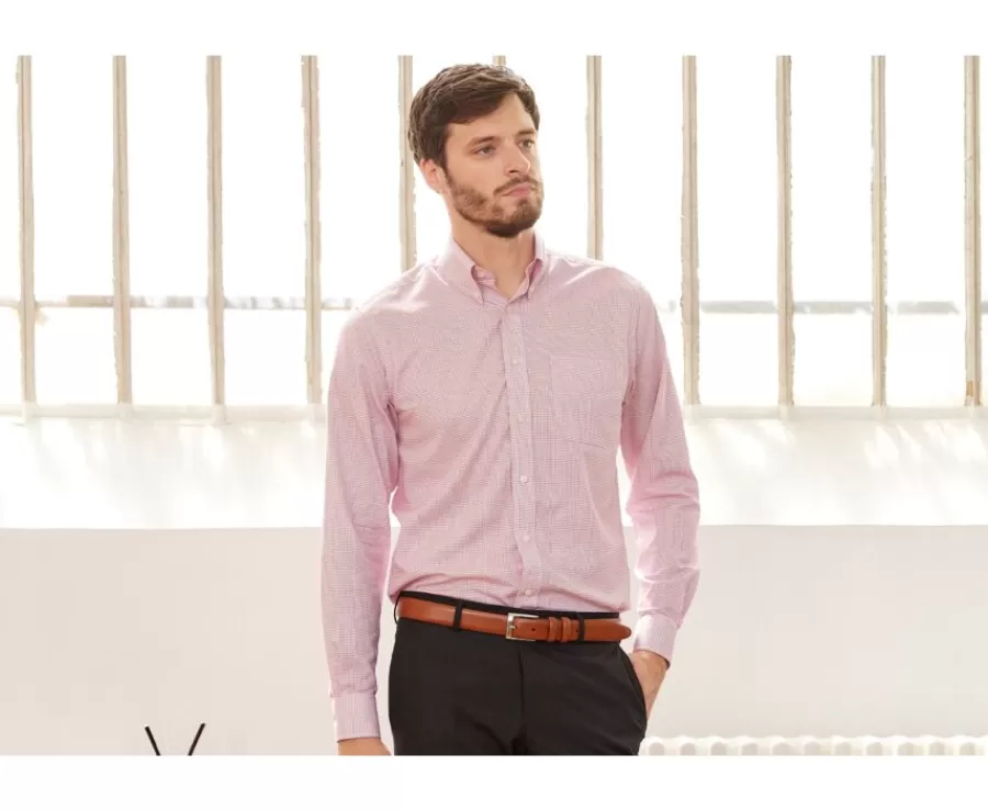 Discount Camisa de sarga Blanco con pequeños cuadros Rojo Stellan Camisas De Vestir