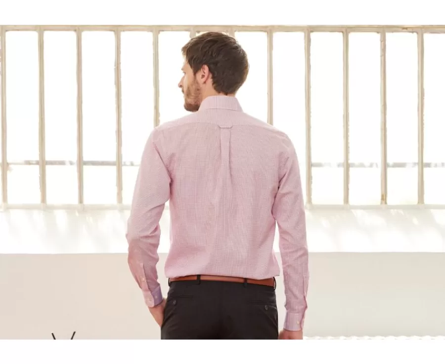 Discount Camisa de sarga Blanco con pequeños cuadros Rojo Stellan Camisas De Vestir