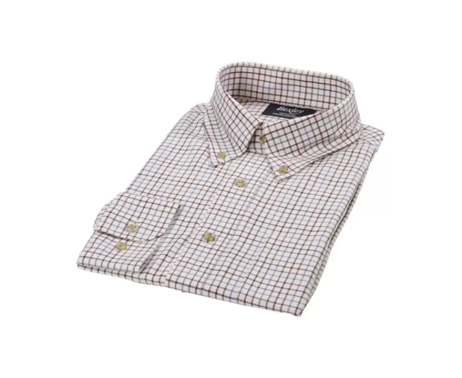 Fashion Camisa de sarga de cuadros Beis - Bolsillo en el pecho Benetth Camisas De Cuadros | Corte Estándar