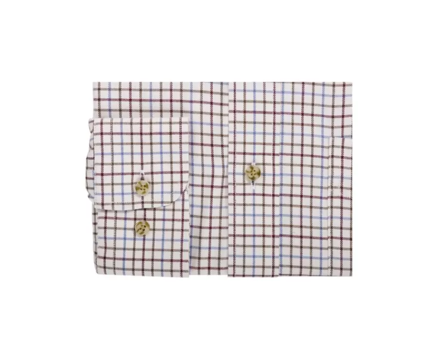 Fashion Camisa de sarga de cuadros Beis - Bolsillo en el pecho Benetth Camisas De Cuadros | Corte Estándar