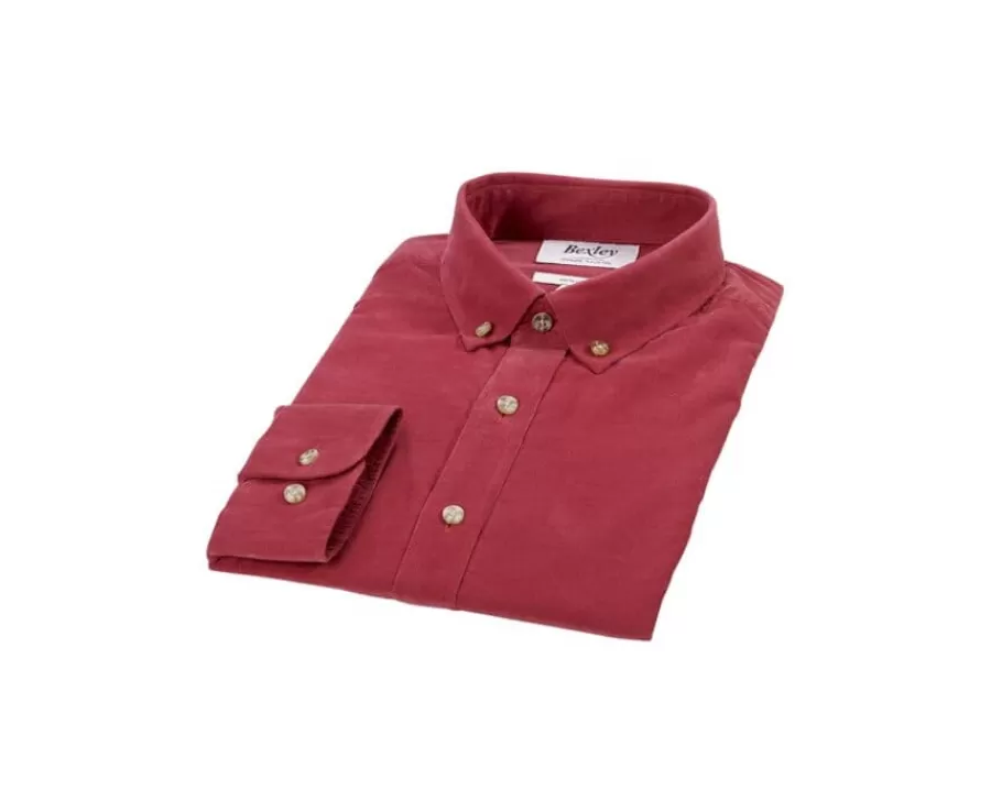 Hot Camisa de terciopelo Coral Oscuro - Cuello americano Wayne Camisas De Franela & Terciopelo