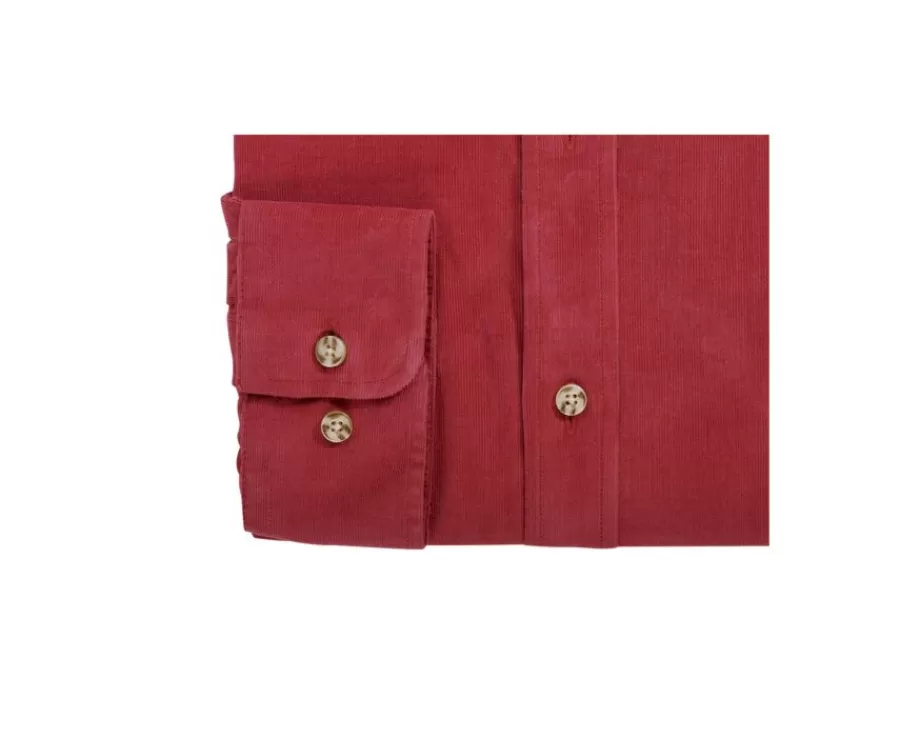 Hot Camisa de terciopelo Coral Oscuro - Cuello americano Wayne Camisas De Franela & Terciopelo
