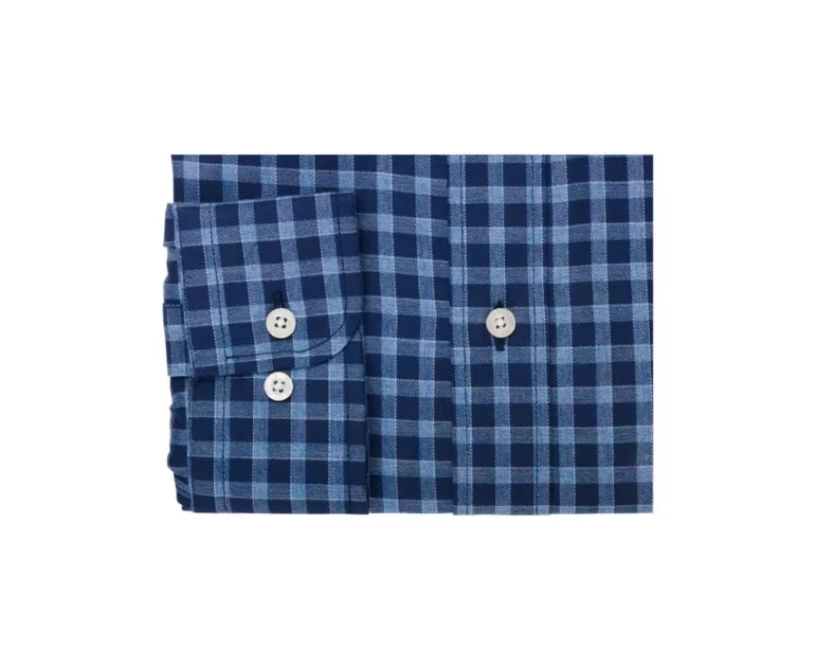 New Camisa Oxford de algodón Azul marino y Azul nórdico - Cuello americano Elvin Camisas De Franela & Terciopelo | Corte Estándar