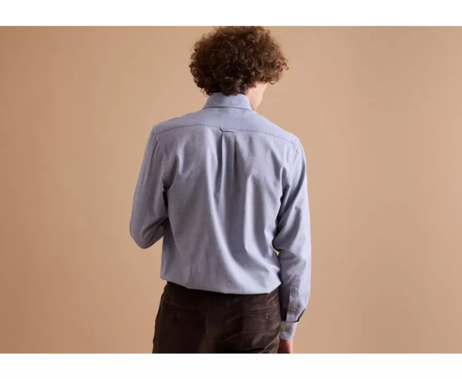 Best Sale Camisa Oxford de algodón Azul vaquero - Cuello americano Varick Camisas De Franela & Terciopelo | Corte Estándar