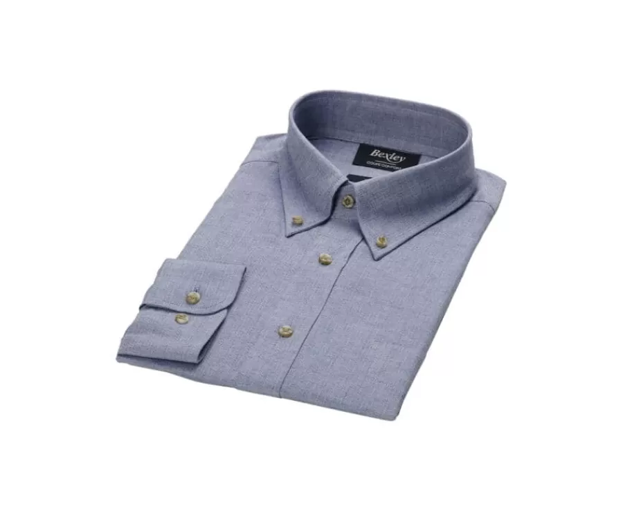 Best Sale Camisa Oxford de algodón Azul vaquero - Cuello americano Varick Camisas De Franela & Terciopelo | Corte Estándar