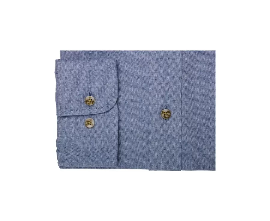 Best Sale Camisa Oxford de algodón Azul vaquero - Cuello americano Varick Camisas De Franela & Terciopelo | Corte Estándar