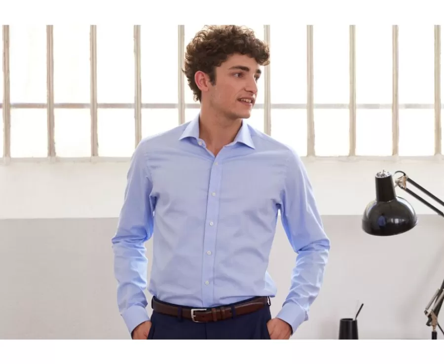 Shop Camisa Oxford lisa de doble hilo Azul cielo Ottavio Camisas De Boda | Camisas De Vestir