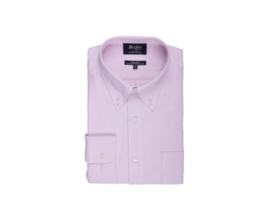Clearance Camisa Oxford Rosa Claro con bolsillo - Cuello americano Harold Corte Estándar | Camisas De Boda