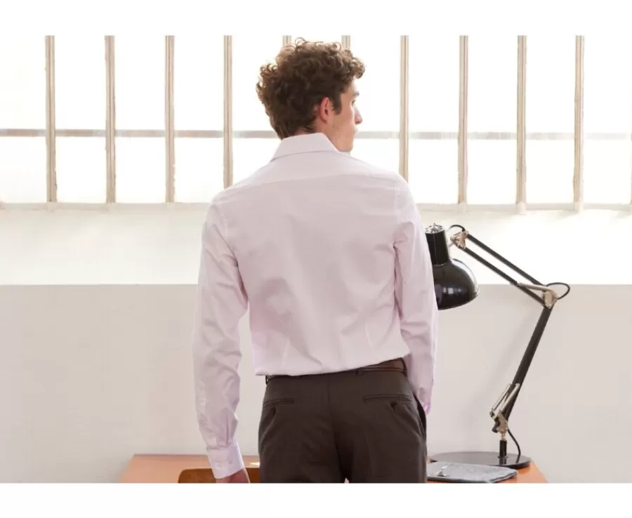 Cheap Camisa Oxford Rosa claro y Blanco - Cuello italiano Ernesto Camisas De Boda | Corte Ajustado