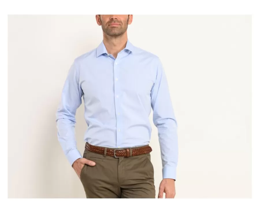 Flash Sale Camisa popelina Celeste - Cuello francés Louis. Camisas De Boda | Camisas De Vestir