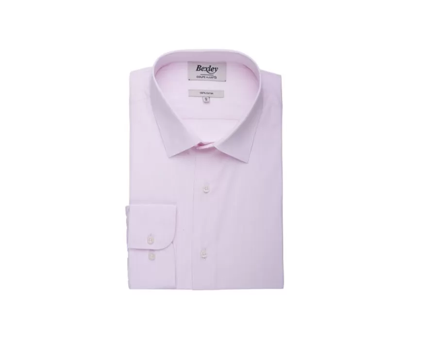 Sale Camisa Rosa y Blanca de algodón - Cuello francés Guilhem Classic Camisas De Vestir | Camisas De Rayas