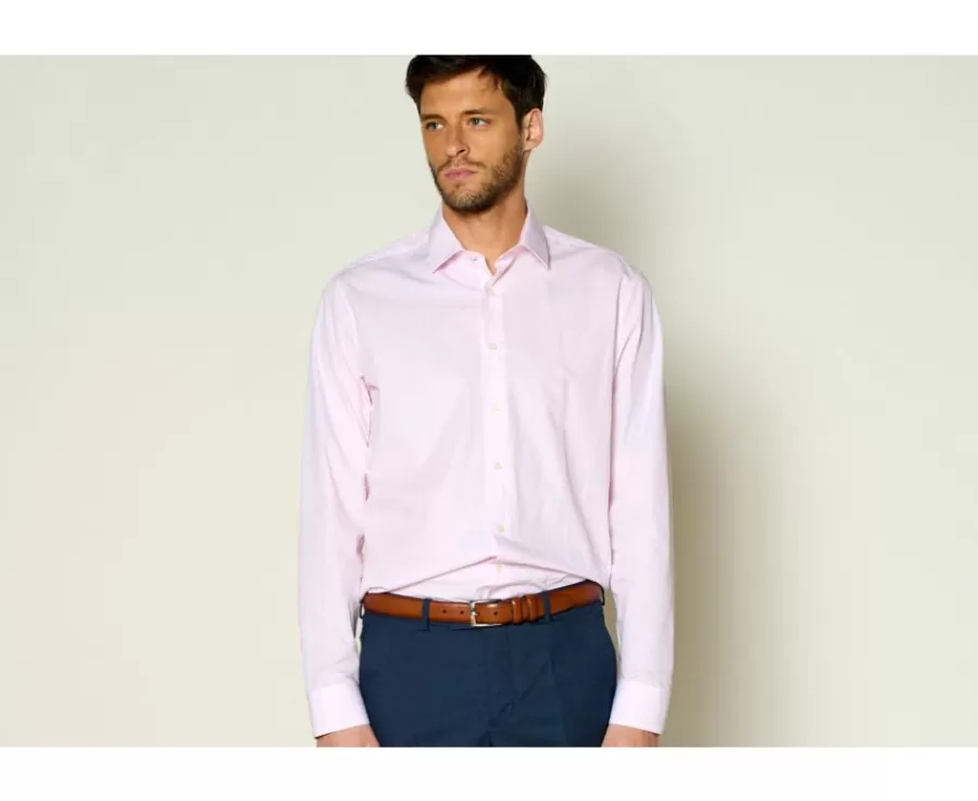 Sale Camisa Rosa y Blanca de algodón - Cuello francés Guilhem Classic Camisas De Vestir | Camisas De Rayas