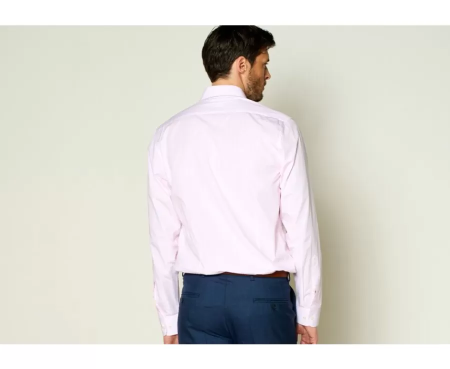 Sale Camisa Rosa y Blanca de algodón - Cuello francés Guilhem Classic Camisas De Vestir | Camisas De Rayas