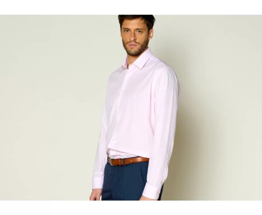 Sale Camisa Rosa y Blanca de algodón - Cuello francés Guilhem Classic Camisas De Vestir | Camisas De Rayas