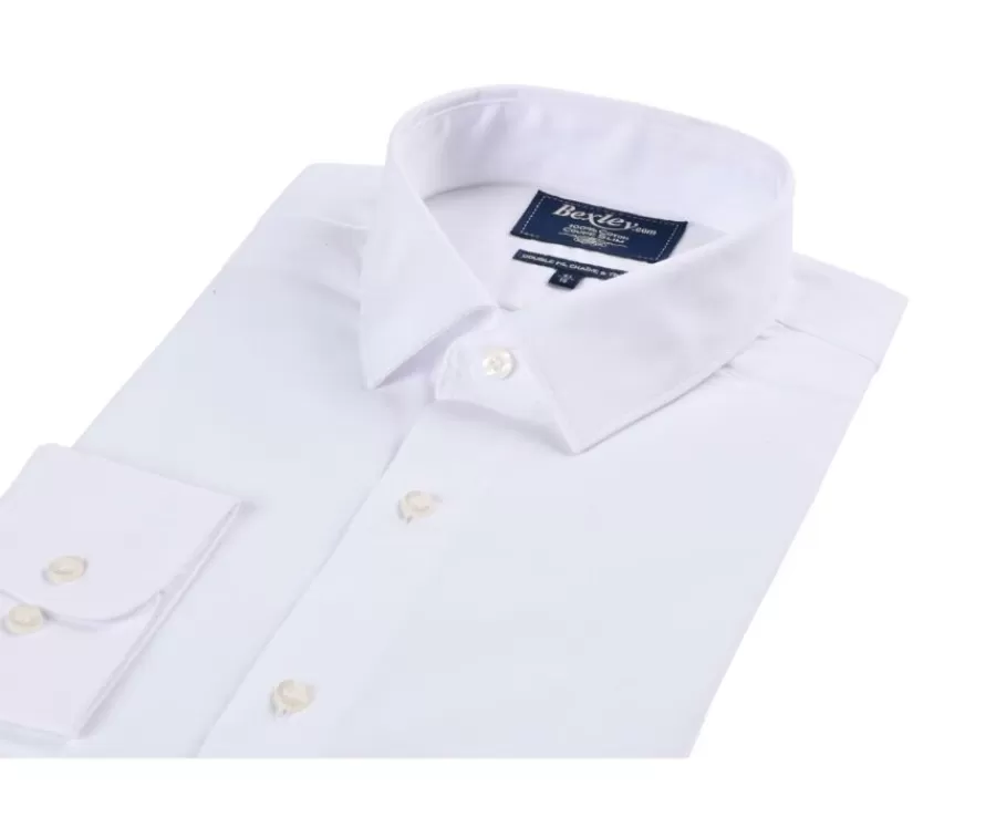 Sale Camisa slim blanca de popelina de algodón Louis Classic Slim Camisas De Boda | Camisas De Vestir