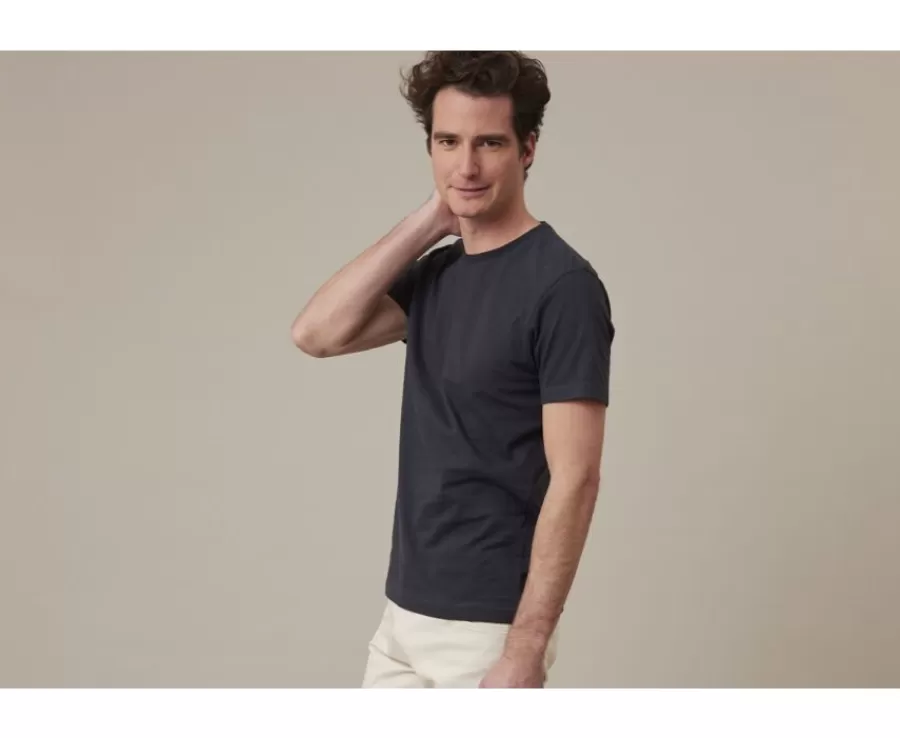 Clearance Camiseta de algodón orgánico lisa Gris Antracita Edgar Iii Camisetas